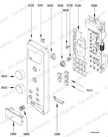 Взрыв-схема микроволновой печи Electrolux EMS2487U - Схема узла Section 3